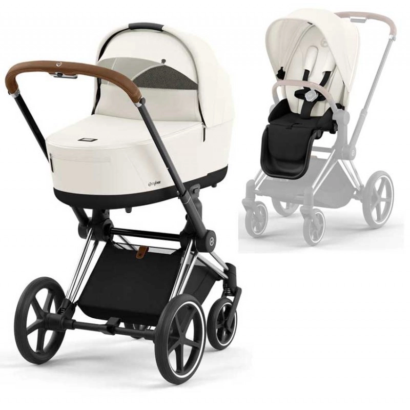 Cybex Priam 4.0 коляска 2 в 1 Off White шасі Chrome Brown