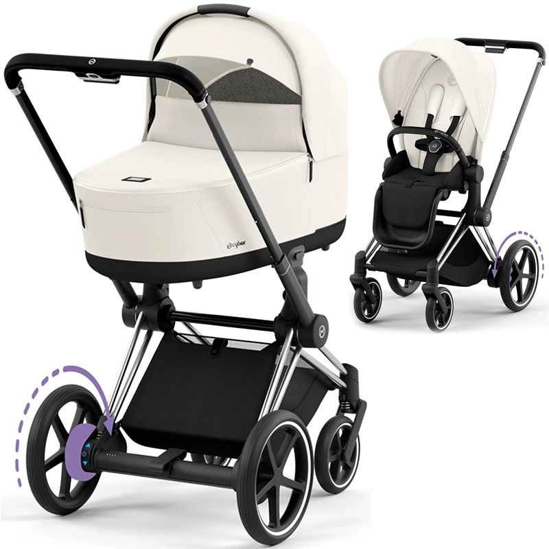 Коляска Cybex e-Priam 2 в 1 Off White шасі Chrome Black