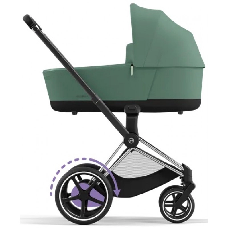 Коляска Cybex еPriam 4.0 шасі Chrome Black + люлька Leaf Green