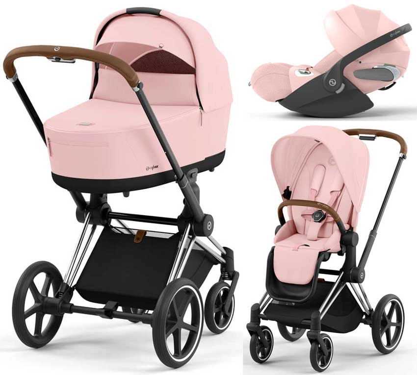 Cybex Priam 4.0 коляска 3 в 1 Peach Pink шасі Chrome Brown автокрісло Cloud T i-Size
