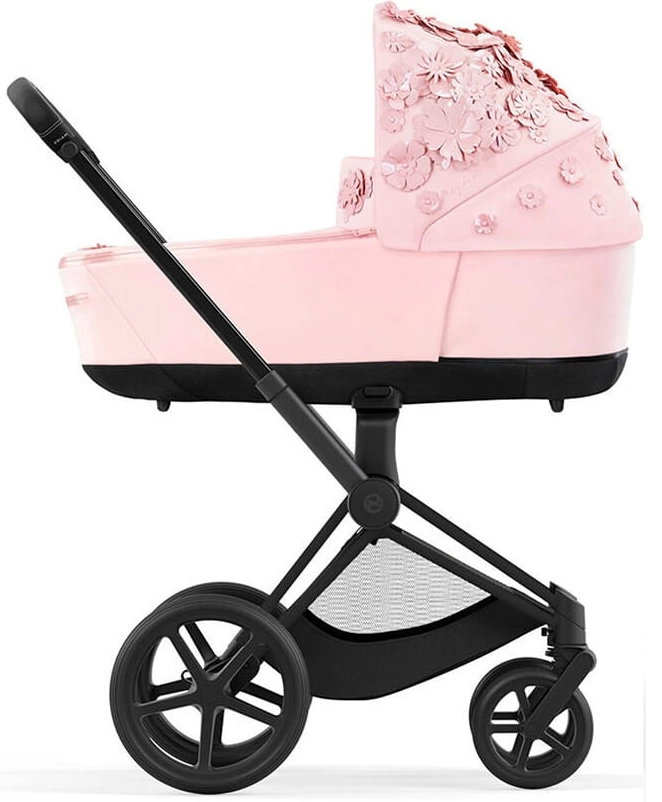 Коляска Cybex Priam 4.0 шасі Matt Black + люлька Simply Flowers Pink