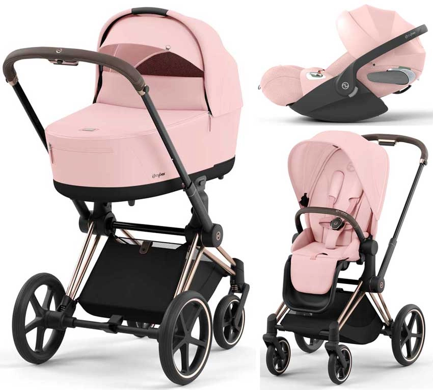 Cybex Priam 4.0 коляска 3 в 1 Peach Pink шасі Rosegold автокрісло Cloud T i-Size