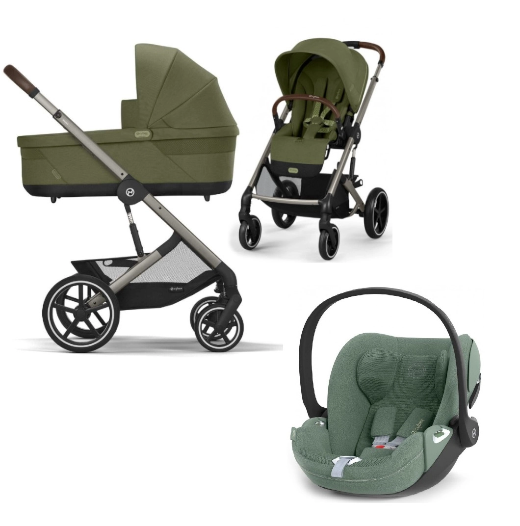 Коляска Cybex Balios 3 в 1 Moss Green автокрісло Cloud T i-Size Plus Leaf Green + адаптори